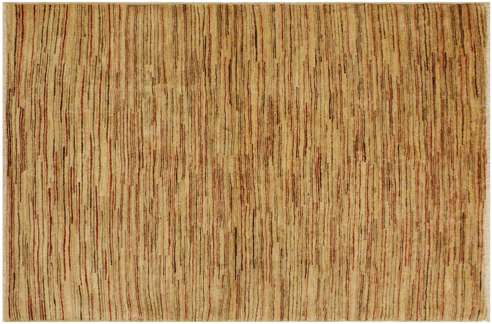 handmade Modern Gabbeh Beige Brown Hand Knotted RECTANGLE 100% WOOL area rug 4' x 5'