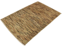 handmade Modern Gabbeh Beige Black Hand Knotted RECTANGLE 100% WOOL area rug 4' x 6'