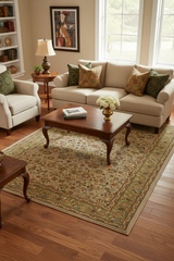 handmade Traditional Design Lt. Gray Lt. Green Hand Knotted RECTANGLE 100% WOOL area rug 4' x 6'