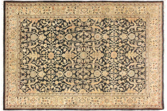 handmade Traditional Kafkaz Charcoal Beige Hand Knotted RECTANGLE 100% WOOL area rug 4x6