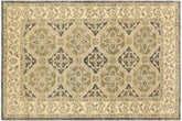 handmade Transitional Kafkaz Bluish Gray Tan Hand Knotted RECTANGLE 100% WOOL area rug 4' x 6'