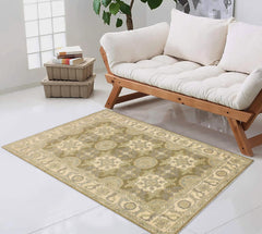 handmade Transitional Kafkaz Lt. Green Ivory Hand Knotted RECTANGLE 100% WOOL area rug 4' x 6'