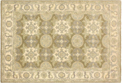 handmade Transitional Kafkaz Lt. Green Ivory Hand Knotted RECTANGLE 100% WOOL area rug 4' x 6'