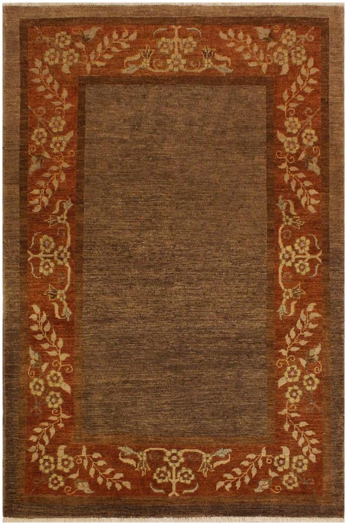 handmade Modern Gabbeh Brown Rust Hand Knotted RECTANGLE 100% WOOL area rug 4 x 6