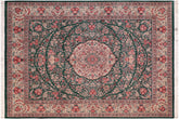handmade Traditional Kashan Green Beige Hand Knotted RECTANGLE 100% WOOL area rug 8x10