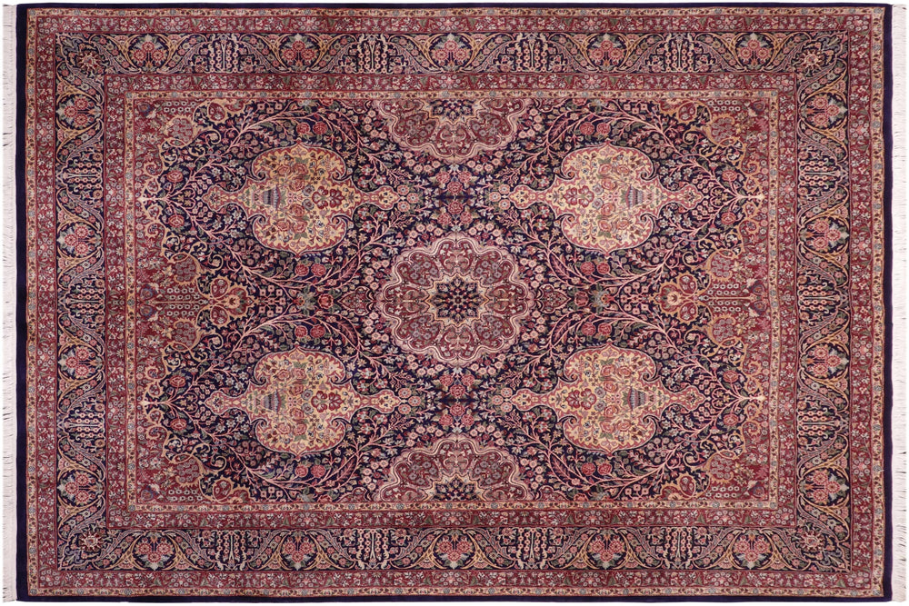 handmade Traditional Sultan Blue Rust Hand Knotted RECTANGLE 100% WOOL area rug 8x10