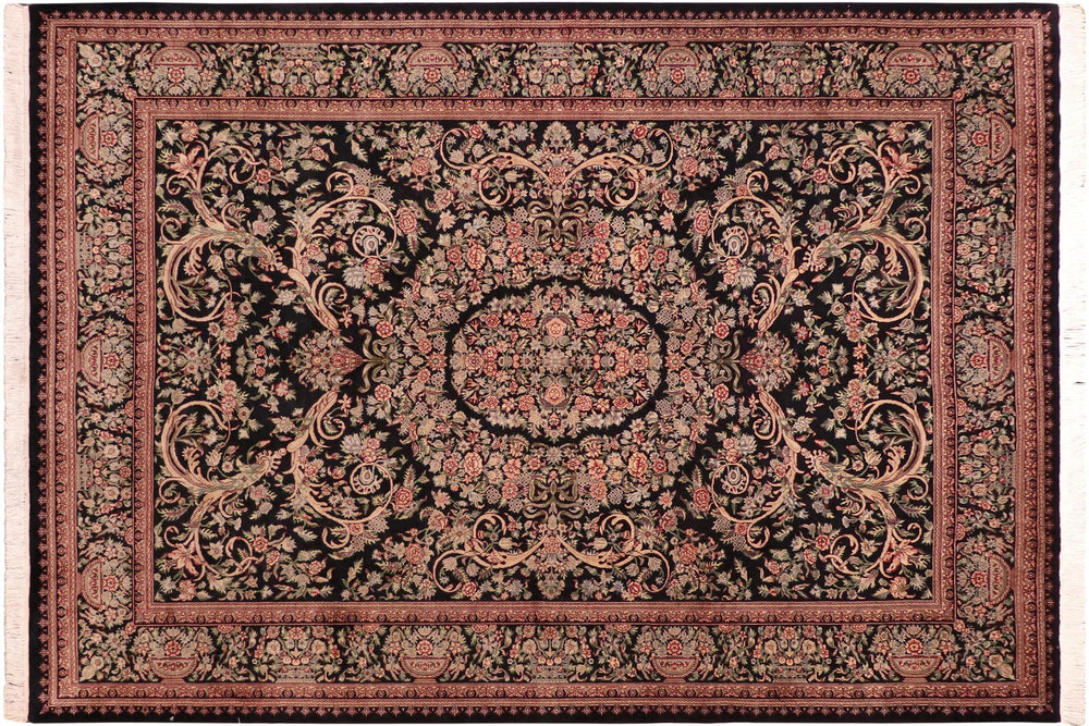 handmade Traditional Tamour Black Beige Hand Knotted RECTANGLE 100% WOOL area rug 8x10