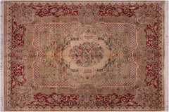 handmade Traditional Haider Lt. Green Lt.red Hand Knotted RECTANGLE 100% WOOL area rug 8x10