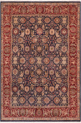 Traditional Agra Tessie Blue Red Hand Knotted Area rugs 8 x 10