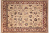 handmade Traditional Mubashar Beige Red Hand Knotted RECTANGLE 100% WOOL area rug 8x10