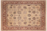 handmade Traditional Mubashar Beige Red Hand Knotted RECTANGLE 100% WOOL area rug 8x10