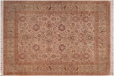 handmade Traditional Mehal Taupe Green Hand Knotted RECTANGLE 100% WOOL area rug 8x10