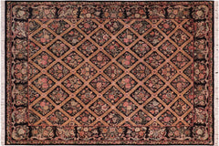 handmade Transitional Bakhtair Black Brown Hand Knotted RECTANGLE 100% WOOL area rug 8x10