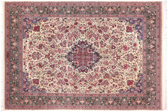 handmade Traditional Barsat Ivory Green Hand Knotted RECTANGLE 100% WOOL area rug 9x12