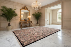 handmade Transitional Doop Black Black Hand Knotted RECTANGLE 100% WOOL area rug 9x12