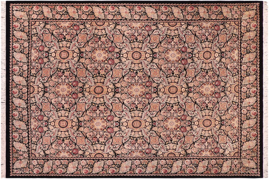 handmade Transitional Doop Black Black Hand Knotted RECTANGLE 100% WOOL area rug 9x12