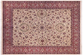 handmade Traditional Dabir Ivory Aubergine Hand Knotted RECTANGLE 100% WOOL area rug 9x13