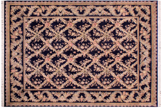 handmade Transitional Basan Blue Gray Hand Knotted RECTANGLE 100% WOOL area rug 9x12