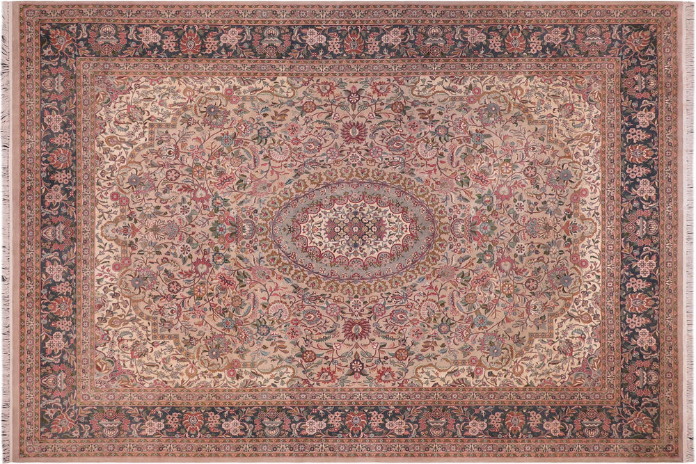 handmade Traditional Anarlaki Taupe Green Hand Knotted RECTANGLE 100% WOOL area rug 9x12