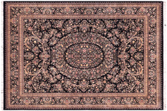 handmade Traditional Tamour Black Black Hand Knotted RECTANGLE 100% WOOL area rug 9x12