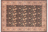 handmade Transitional Dafodils Black Taupe Hand Knotted RECTANGLE 100% WOOL area rug 9x12