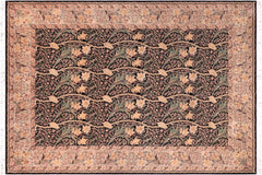 handmade Transitional Dafodils Black Taupe Hand Knotted RECTANGLE 100% WOOL area rug 9x12