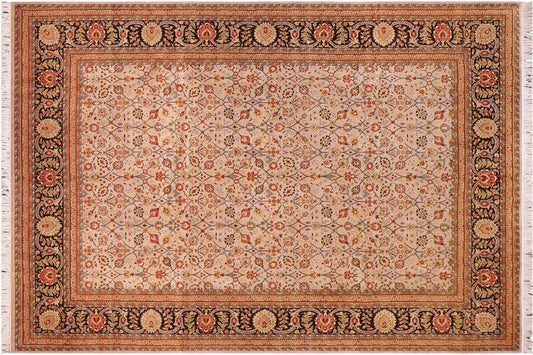 handmade Transitional Regular Beige Black Hand Knotted RECTANGLE 100% WOOL area rug 9' x 12'