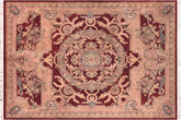 handmade Traditional Savonarrie Red Pink Hand Knotted RECTANGLE 100% WOOL area rug 9x12