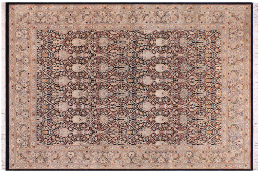 handmade Transitional Mujahid Black Taupe Hand Knotted RECTANGLE 100% WOOL area rug 9x12