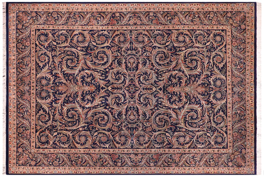 handmade Traditional Savonarrie Blue Blue Hand Knotted RECTANGLE 100% WOOL area rug 9x12