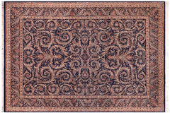 handmade Traditional Savonarrie Blue Blue Hand Knotted RECTANGLE 100% WOOL area rug 9x12