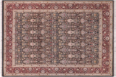 handmade Transitional Mujahid Black Red Hand Knotted RECTANGLE 100% WOOL area rug 9x12