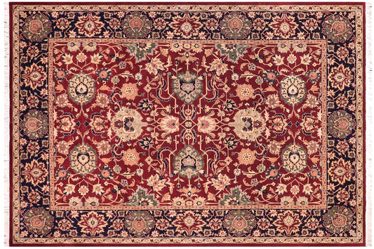 handmade Traditional Kafkaz Red Blue Hand Knotted RECTANGLE 100% WOOL area rug 9x12