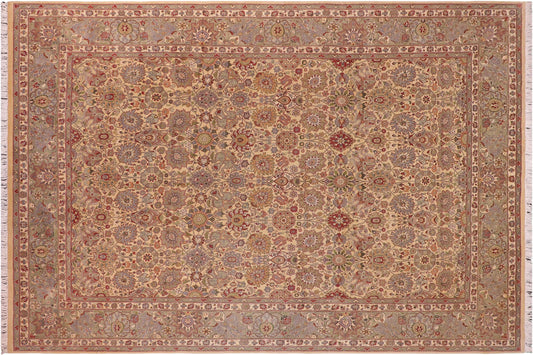 handmade Transitional Tabriz Gold Green Hand Knotted RECTANGLE 100% WOOL area rug 9x12