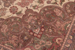 handmade Traditional Kashan Ivory Brown Hand Knotted RECTANGLE 100% WOOL area rug 9x12