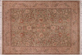 handmade Traditional Kashan Green Beige Hand Knotted RECTANGLE 100% WOOL area rug 9x12