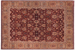 handmade Traditional Lahore Red Beige Hand Knotted RECTANGLE 100% WOOL area rug 9x13