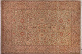 handmade Traditional Kashan Lt. Green Tan Hand Knotted RECTANGLE 100% WOOL area rug 9x12