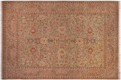 handmade Traditional Kashan Lt. Green Tan Hand Knotted RECTANGLE 100% WOOL area rug 9x12