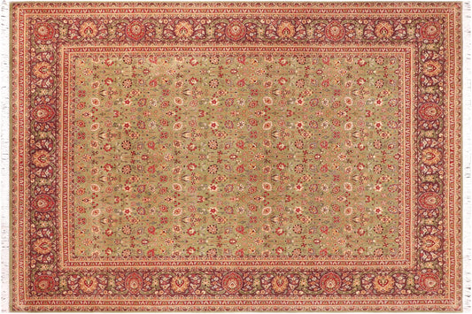 handmade Transitional Regular Green Aubergine Hand Knotted RECTANGLE 100% WOOL area rug 9x11