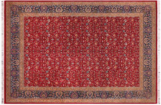 handmade Transitional Red Teal Hand Knotted RECTANGLE 100% WOOL area rug 9x12