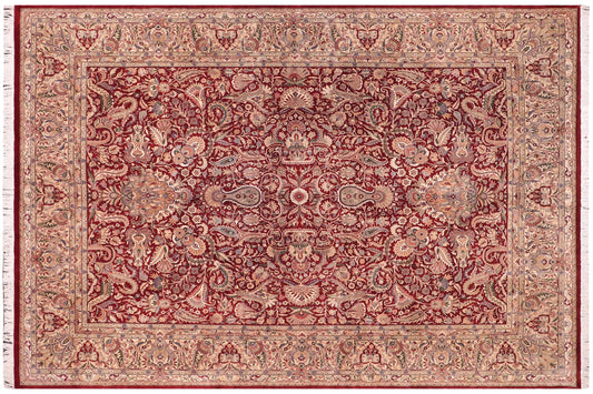 handmade Traditional Aness Red Beige Hand Knotted RECTANGLE 100% WOOL area rug 9x12