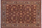 handmade Traditional Agra Maroon Blue Hand Knotted RECTANGLE 100% WOOL area rug 9x12