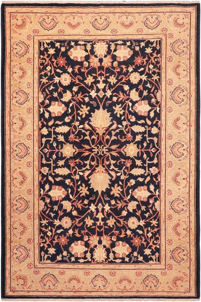 handmade Traditional Kafkaz Blue Tan Hand Knotted RECTANGLE 100% WOOL area rug 5 x 7