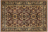 handmade Traditional Agra Tabriz Maroon Blue Hand Knotted RECTANGLE 100% WOOL area rug 5x7