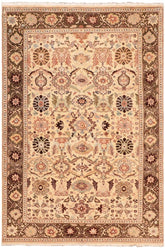 Traditional Sultanabad Catharin Beige Green Hand Knotted Area rugs 5 x 7