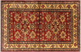 handmade Geometric Super Kazak Red Gold Hand Knotted RECTANGLE 100% WOOL area rug 4' x 5'