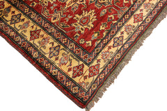 handmade Geometric Super Kazak Red Gold Hand Knotted RECTANGLE 100% WOOL area rug 4' x 5'