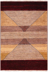 handmade Modern Gabbeh Red Brown Hand Knotted RECTANGLE 100% WOOL area rug 5 x 7