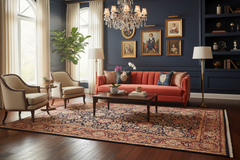 handmade Transitional Anmol Agra Blue Red Hand Knotted RECTANGLE 100% WOOL area rug 5x7